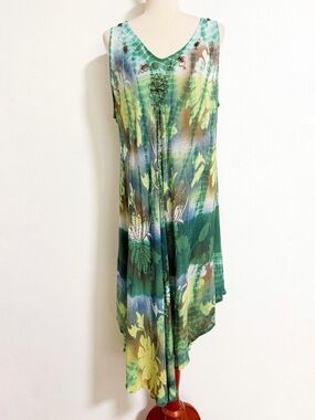 Just Cruising Floral Tie Dye Beaded Embroidered Boho Beach Dress